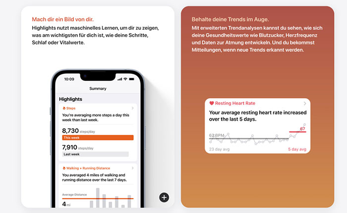 Apple hat den UX-Trend Self-Care schon früh erkannt, in dem sie Nutzern die Möglichkeit geben, ihre Screentime einzuschränken und ihre Gesundheit mit der Health-App analysieren können.